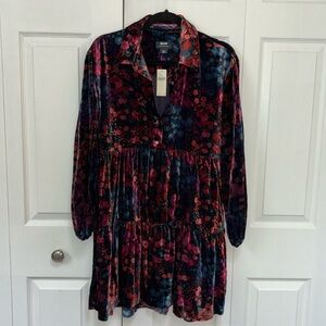 NWT Maeve Anthropologie Bettina mini Shirtdress velvet small